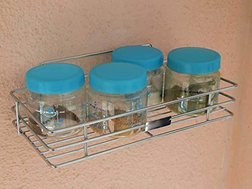 Image of CR18 COLLECTION Wall Mounted Stainless Steel Self Adhesive Silver Chrome Bathroom Shelves Rack - Set of 1, 2, 3, 4, 5, 6 (SET OF 4)