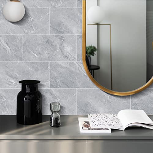 12 piezas Azulejos Adhesivos Cocina, AMOYUN Vinilo Pared Vinilos de Pared Decorativos 15x30cm Revestimiento de Paredes PVC Baldosas Adhesivas Pared Cocina Azulejos Baño Vinilo Suelo