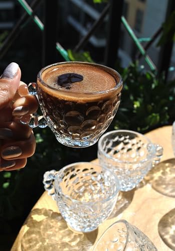 6'lı Cam Boncuklu Kahve Fincanı Takımı Türk Kahvesi Bardağı Espresso Boncuk Bardak - Görsel 4