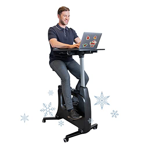 FLEXISPOT Computer Workstation Standing Desk Exercise Bike Home Office Furniture Desk -Deskcise pro（Black）
