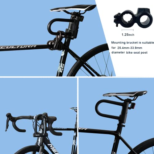 Thinvik Bike U-Locks Heavy Duty Anti Theft 12Mm X1.2M (48In) Steel Cable 18Mm Shackle.bicycle U-Lock With Anti Theft Tool Mounting Bracket For Road&Mountain Electric And Folding Bike-18Mm Shackle #TOP3