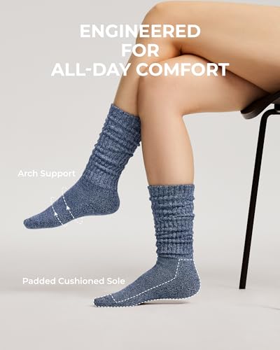 Image of FITRELL Slouch Socks for Women, 3 Pairs Soft Cotton Knee High Scrunch Tube Boot Socks