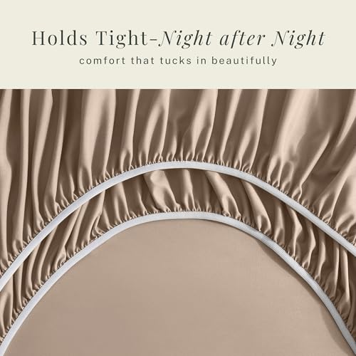 Image of Hearth & Harbor Extra Deep Pocket King Size Sets - Fits Mattress 18-24 Inches Deep - Extra Deep Pocket Sheets - 6 Piece King Size - Taupe