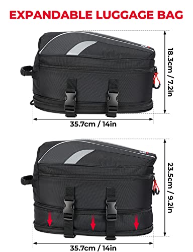 KEMIMOTO Motorcycle Tail Bags Compatiable with Grom 2022 2023 2024 Waterproof Rear Seat Bag Luggage Bag Multifunctional Motorcycle Bag 18 Liters Expandable Tail Bag