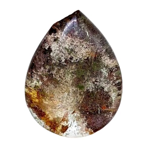Lodolite naturelle de jardin quartz poire 25x18mm pour fabrication de bijoux et collier