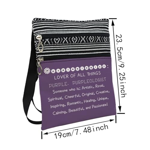 Purpleologist Messenger Bag Small Ethnic Pattern Printed Adjustable Strap Crossbody Zipper Bag Phone Bag Wallet Cute Shoulder Handbag for Purple Lovers Women2