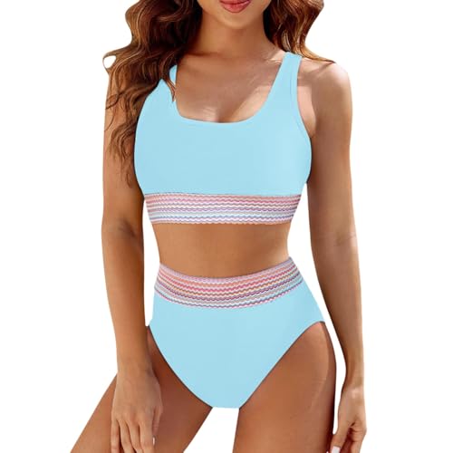 Bikini Mujer Bikinis 2026 Completo Deportivo Bañador Piscina Bañadores Sexy Ropa Brasileño Tiro Alto Tallas Grandes Tanga Push Up Women Swimwear Conjunto Talla Grande Viquinis Braga Alta,Azul Cielo,L