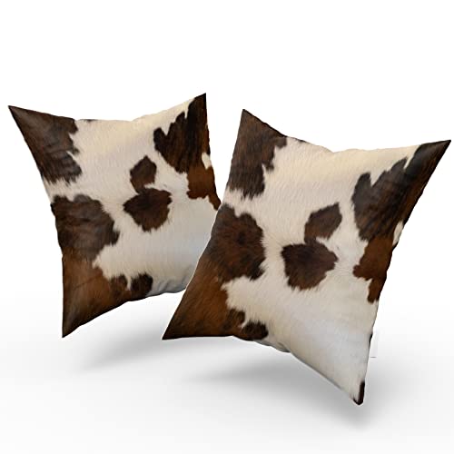 Granbey Set Of 2 Decorative Pillows Covers Cow Skin Abstract Africa Animal Farm Fashion Home Sofa Cushion Cover Throw Pillowcase Gift For Couch Indoor Bed 18 X 18 Inch #TOP1