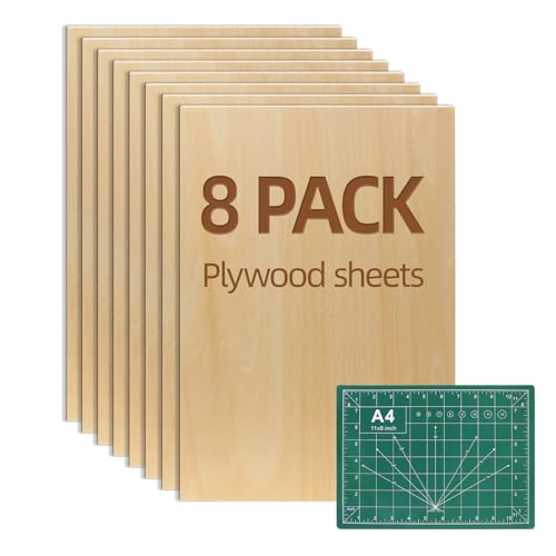 Minnhha 8 Piezas Madera Contrachapada 2mm Tablero Madera de Balsa 300x200mm Láminas de Contrachapado de Tilo maderas para bricolaje sin Terminar para Manualidades Decor Proyectos Láser Pintura
