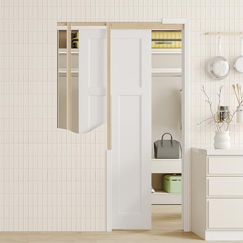 Image of Sliding Pocket Door, 28 inch x 80 inch, T-Shaped Core with Frame and Hardware Kit Set, Interior Doors for Pocket Door, White Primed - No Panel Assembly Required
