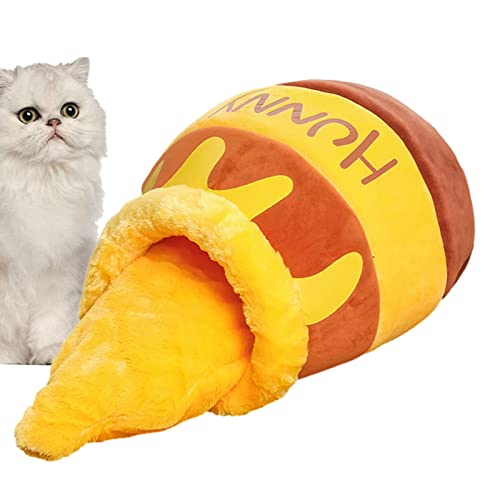 Cama de caverna para gatos - Cama para animais de estimação com pote de mel fofo | Ninho de casa de