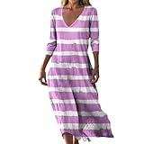 Vestido Largo Mujer Verano 2025 Cuello V, Manga Francesa, Estilo Casual para Playa o Fiesta, Talla Grande, Estampado Boho Floral, Textura Algodón Lino, de Elegante