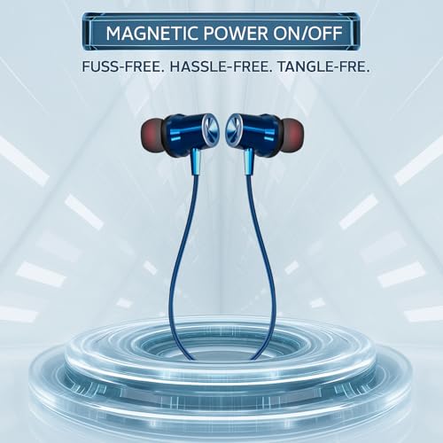 Image of inear DJ M7 Neckband Bluetooth Earphones | Upto 50H Playtime | Magnetic On /Off, ENC for Clear Calls | Water & Dust Resistant, Deep Bass | Fast Charging, Wireless Earphones for Music & Calls | Blue