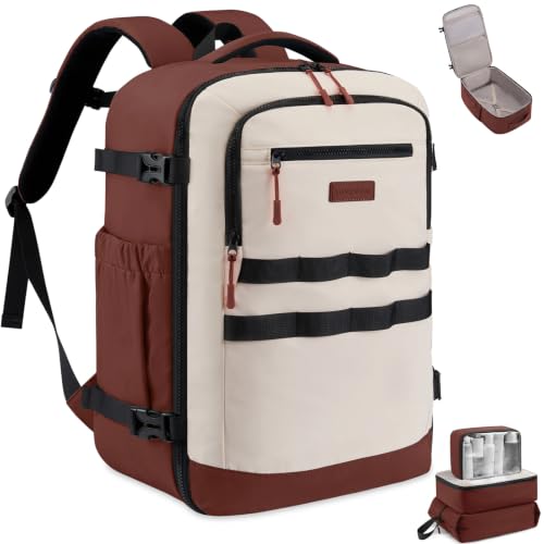 Image of LOVEVOOK 40L Travel Backpack for Women Men, Carry on Backpack for Airplanes | Airline Approved Personal Item Travel Bag Fit 17 Inch Laptop, Waterproof Travel Essentials Weekender Bag with 3 Packing Cubes
