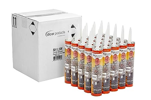 Dicor 501LSW-25 25 Tubes HAPS-Free Self-Leveling Lap Sealant for Horizontal Surfaces - 25 Pack - 10.3 Oz, White, Secure, Ideal for RV Roofing, Maintenance, Repair, Appliance Application