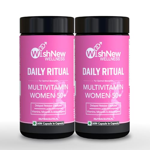 Image of WishNew Wellness Daily Ritual Women's 50+ Multivitamin | Comprehensive Nutrient Blend for Menopause, Skin & Joint Health | 60 Delayed Release Oil Capsules for Optimal Absorption & Wellbeing Pack of 2