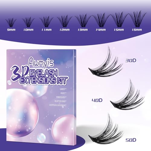 Lash Extension Kit, DIY Lash Extension Kit, 320pcs Individual Lashes Clsuters Kit D Curl Eyelash Extension Kit with Bond and Seal and Lash Applicator Tool, Lashes Kit for Self Application at Home - Image 3