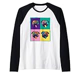 Amante del perro I Pop Art Pug I carritos Camiseta Manga Raglan