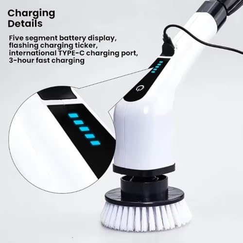 Image of 9 in 1 Cordless Electric Spin mop Floor Cleaning Machine Electric Spin Scrubber, Cleaning Brush, Shower Scrubber Power Cleaning Brush with Extension Handle, Bathtub Grout Tile Floor