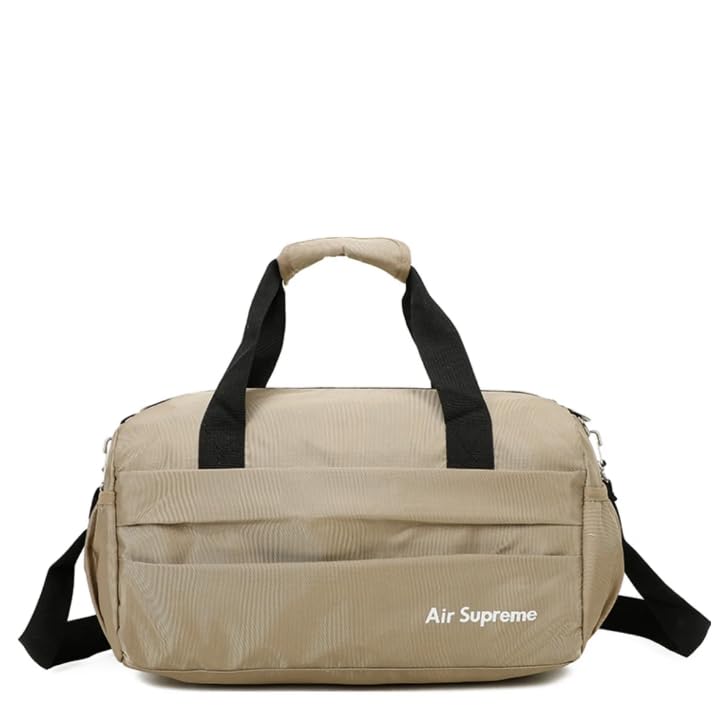 Mens & Womens Small Gym Bag | Lightweight, Waterproof, Shoulder Strap, Travel Friendly Compact Bags (Khaki)