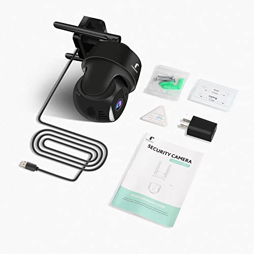 3K 5Mp Outdoor Security Cameras - Ai Motion Detection & Siren, 360° View Ptz, Ip66, Auto Tracking, 2-Way Talk, Color Night Vision, 2.4G Wifi Outside Camera Works With Alexa & Google Assistant (Black) #TOP5