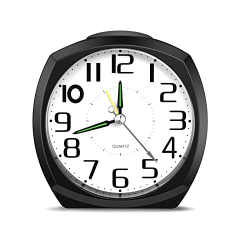 Amir Analog Alarm Clock Battery Operated, Newest Silent Non Ticking Small Clock, Desktop Alarm Clock With Snooze & Light, Ascending Beep Sounds, Travel Loud Alarm Clock For Heavy Sleepers, Bedroon #TOP15