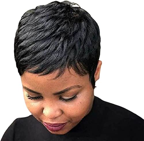 Perruque pixie coupe courte 3 pouces en cheveux humains noirs naturels pour femme