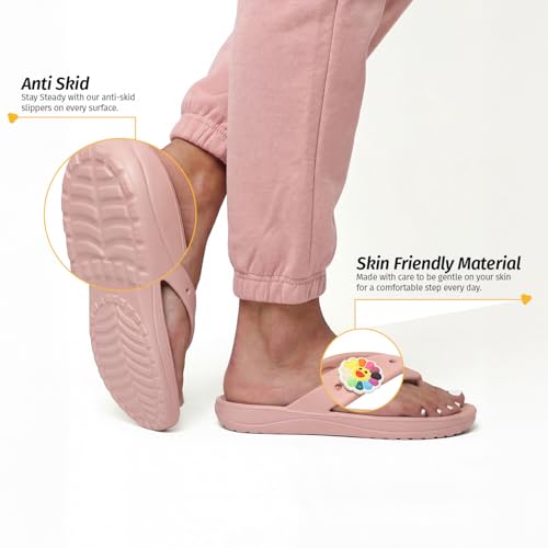 Image of YOHO Drizzle Soft Slippers for Women, Mild Acupressure, Lightweight, Anti Skid & Slip, Diabetic Footwear for Woman, Home Wear Bathroom Chappal for ladies | Waterproof Monsoon & Rainy Footwear