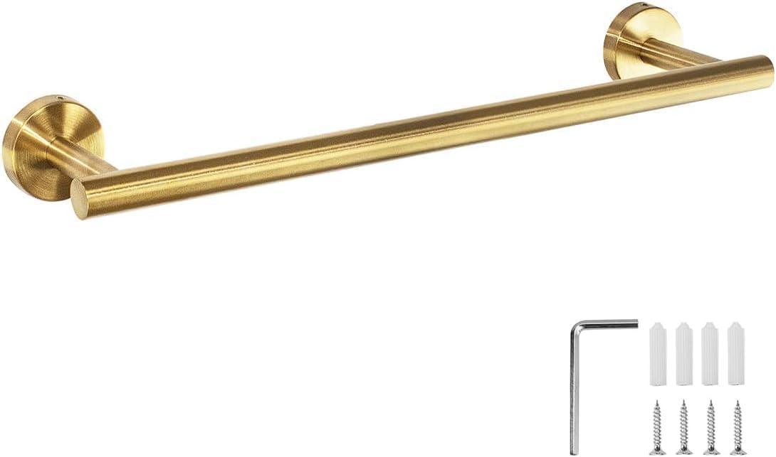 YUET Towel Rail 60CM Brushed Gold Hand Towel Holder Bar Bathroom Holders For Bathrooms Kitchen Dish Cloths Hanger 304 Stainless Steel RUSTPROOF Wall Mounted 24'' Brass