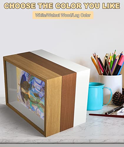 3D Bilderrahmen 23 x 32 cm,Bilderrahmen tief 6cm für Objekte bis 6cm,Tiefer Rahmen mit Transparente Glas Rahmen Objektrahmen für Wandbehang oder Desktop (Weiß)