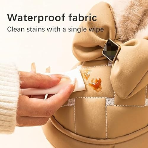 Women's Cute Bowknot Design Plush Lined Slipper, Winter Warm Fleece Lined House Shoes, Non-Slip Thick Sole & Waterproof 5