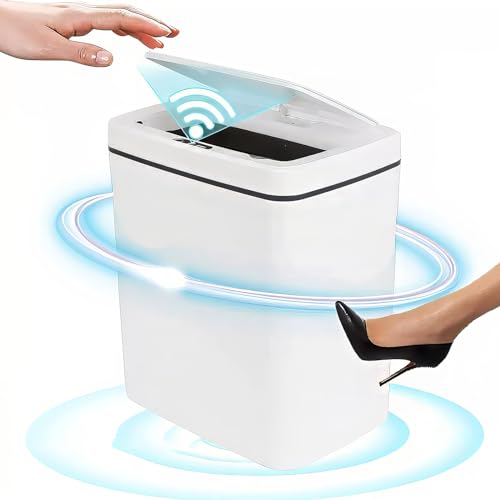 La Mejor review de Cubos de Basura para cocina - cinco favoritos. 34 Cubo de Basura Automático con Sensor para Baño, 14L Botes de Basura Inteligente Sin Contacto, Cubo de Basura de Plástico Grande para Cocina, Oficina, Sala, Retrete, Recámara
