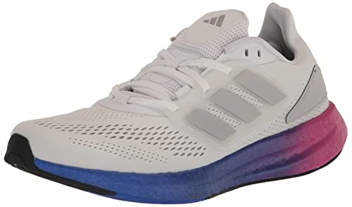 adidas Men's Pureboost 22 Running Shoe, White/Grey/Lucid Blue, 9.5