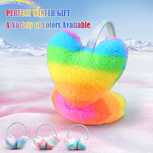 Ewaycom Winter Warm Rainbow Earmuffs For Girls Kids Soft Plush Ear Warmers Women Cute Outdoor Ski Faux Fur Ear Muff #TOP6