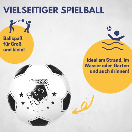 BEST SPORTING PVC-Ball Fun I Leichter Spielball I weißer Fußball I hochwertiger Wasserball I 23 cm großer Beachball I Bunter Ball Logo I Gummiball