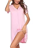 UNibelle - Camisones de Manga Corta para Mujer, Pijama Abotonado - Rosa M