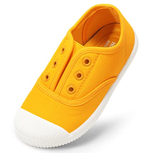 Kids Shoes Toddlers Canvas Sneakers Slip-on Comfortable Light Weight Skin-Friendly Causal Running Tennis Shoes for Boys Girls(Toddle/Little Kids/Big Kids) Yellow 6 Toddler