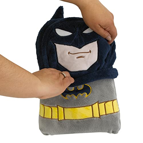 Image of NoJo Warner Brothers Batman The Caped Crusader Navy, Gray and Yellow Batman Character Shaped Blanket