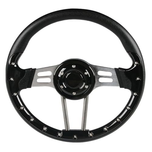 Volante Sportivo Auto, Volante a Calice Volante universale for auto d'epoca da corsa in carbonio PU da 14 pollici e 345 mm(Black)