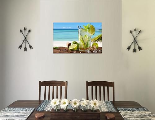 Tableau décoratif en toile cuisine boisson citron vert affiche murale 30x45