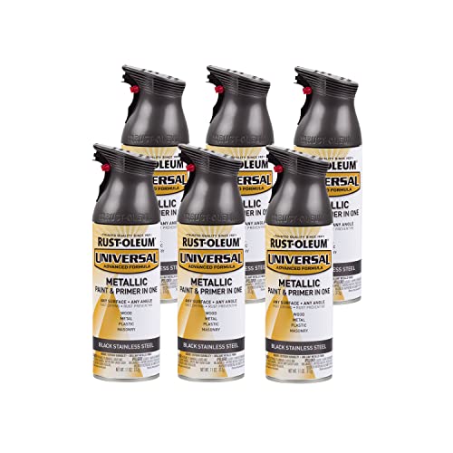 Image of Rust-Oleum 314558-6PK Universal All Surface Metallic Spray Paint, 11 oz, Black Stainless Steel, 6 Pack