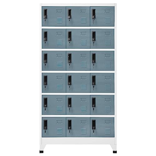 Armoire de rangement, de jardin, de pharmacien, de buffet, à casiers, gris clair et gris foncé, 90 x 40 x 180 cm, en acier, pour salle de bain, chambre à coucher, cave, débarras