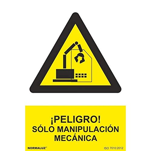 Normaluz Rd35647 - Señal Adhesiva ¡Peligro! Solo Manipulación Mecánica Adhesivo De Vinilo 15X20 Cm Con Cte, Ripci