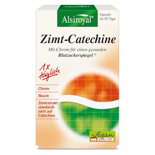 Alsiroyal - Alsiroyal Zimt-Catechine - Nahrungsergänzungsmittel mit Chrom, Niacin & Zimtextrakt für einen gesunden Blutzuckerspiegel (90 Kapseln) - Natürliche Unterstützung bei erhöhtem Blutzucker - Vegan