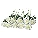 FLLOJOYA Artificial Roses for Decorations White Artificial Flowers Roses Long Stem Artificial Fake Rose for Wedding Party Home Decor/Off White Silk Rose
