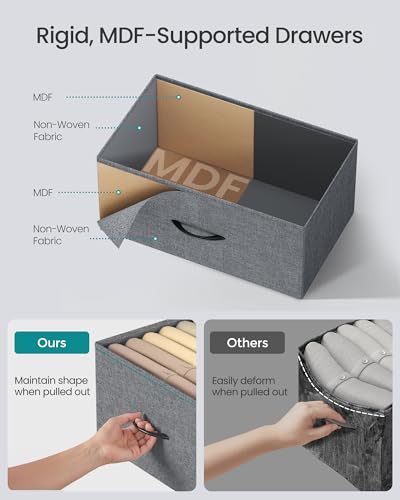 Image of SONGMICS BELLAH Collection - Dresser for Bedroom, Chest of Drawers, Storage Organizer Unit, Closet, Entryway, Steel, 5 Drawers, Modern, Slate Gray ULGS322GN02S