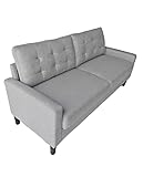 SWEET SOFA® Sofá Dubi 3 Plazas – Diseño Minimalista, Cojines Desenfundables y Patas de Madera – Sofá Moderno y Confortable para Salón 184 cm Color Gris Claro