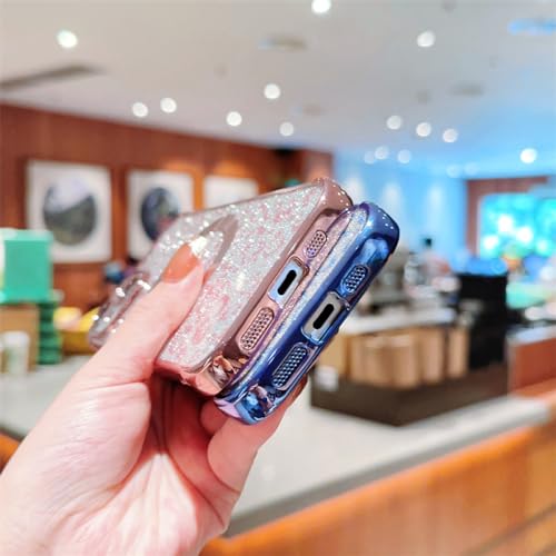 Coque iPhone 14 imprimé léopard pailleté bleu avec support magnétique sans fil - 6