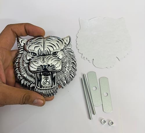 Image of Emblems for Car & Bike Metal Lo.go and Grill Me.tal Lo.go, Auto Accessories for Car Emblem 3D Badge Auto Racing Sport Sticker Grand Tourer Decal. (Big Chrome Lion Grill Logo)