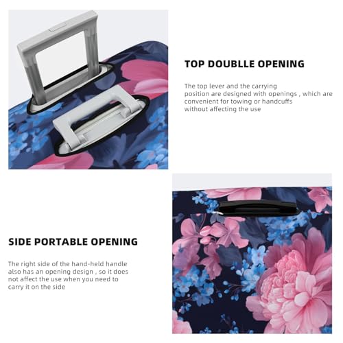 Vintage Floral Peonies And Bluebells Elastic Travel Luggage Covers Dustproof Scratch-Resistant Suitcase Protector Fit 22-24 Inch3